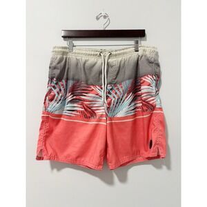 Surfmentality Swim Trunks Mens L Coral Tropical Palm Ombre Board Shorts B-3261